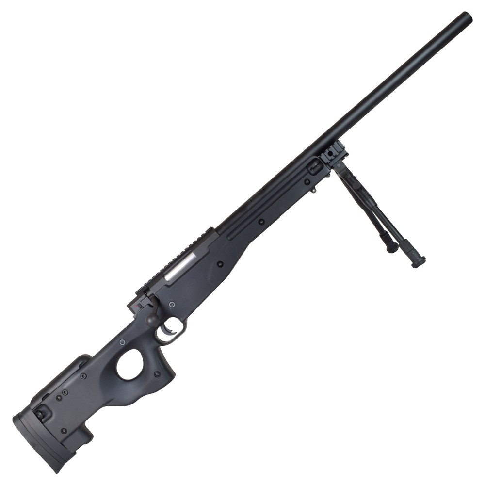 WELL SNIPER SPRING POWERED RIFLE WITH BIPOD BLACK (MB01B) | Jolly Softair