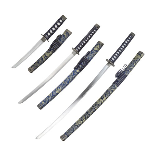 ORNAMENTAL SET KATANA-WAKIZASHI-TANTO (JL029 SET BLU)