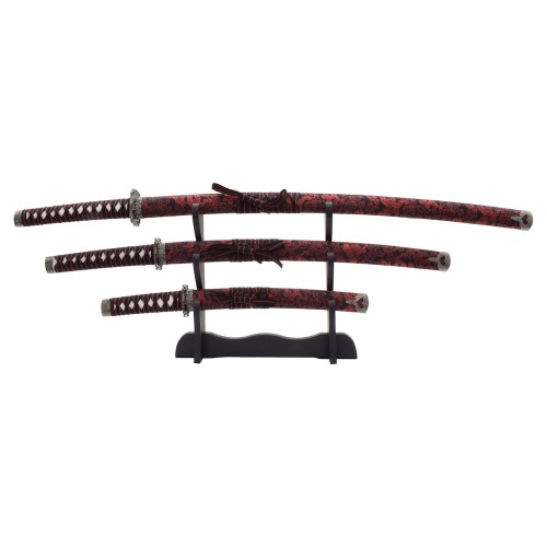 SET ORNAMENTALE KATANA-WAKIZASHI-TANTO (JL029SET ROSSO)