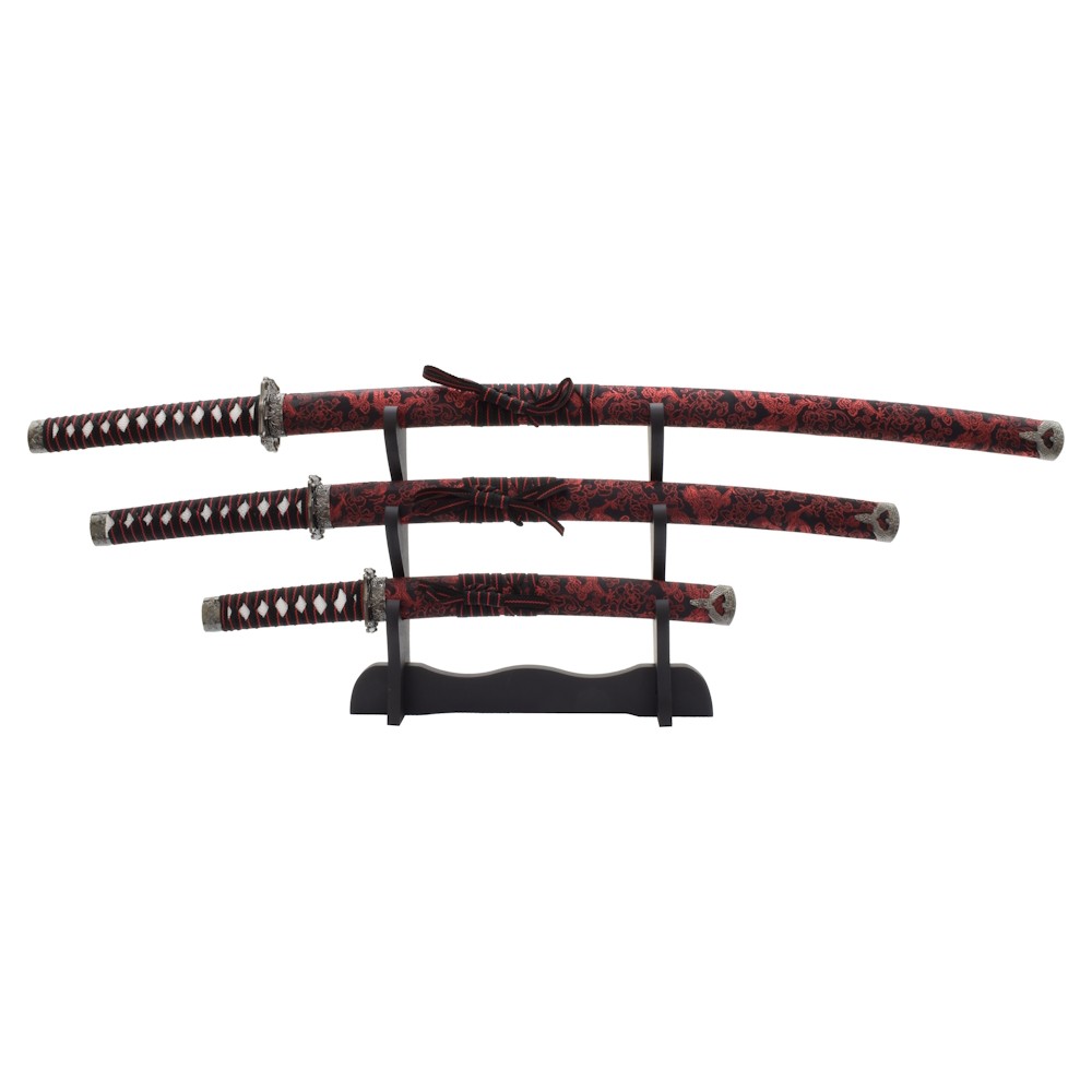 ORNAMENTAL SET KATANA-WAKIZASHI-TANTO (JL029 SET ROSSO)