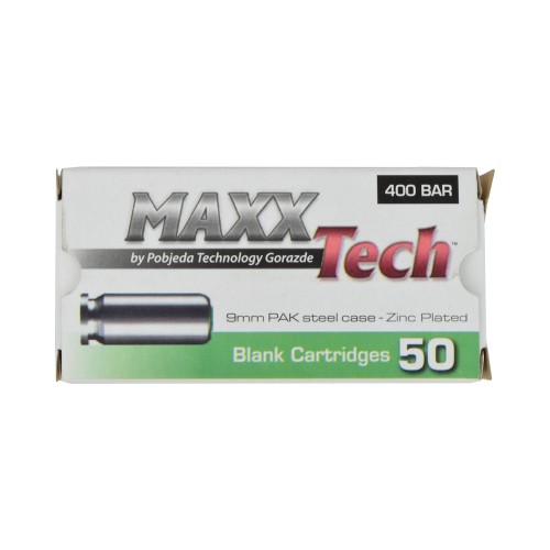 MAXX TECH BLANK CARTRIDGES CALIBER 9mm ZINC PLATED (MT9)