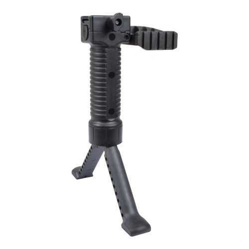 BATTLEAXE GRIP WITH EXTENSIBLE BIPOD AND RAIL FOR ACCESSORIES BLACK (01D)