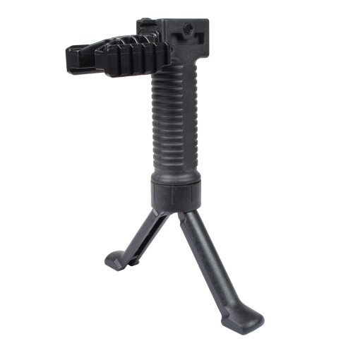 BATTLEAXE GRIP WITH EXTENSIBLE BIPOD AND DOUBLE RAIL FOR ACCESSORIES BLACK (02C)