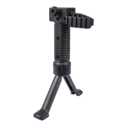 BATTLEAXE GRIP WITH EXTENSIBLE BIPOD AND RAIL FOR ACCESSORIES BLACK (02D)